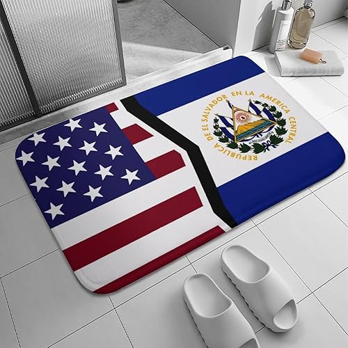 Miniatura 7 de Alfombra antideslizante de terciopelo coral con bandera de Estados Unidos y El Salvador, alfombra de cocina para baño, tapete de bienvenida para