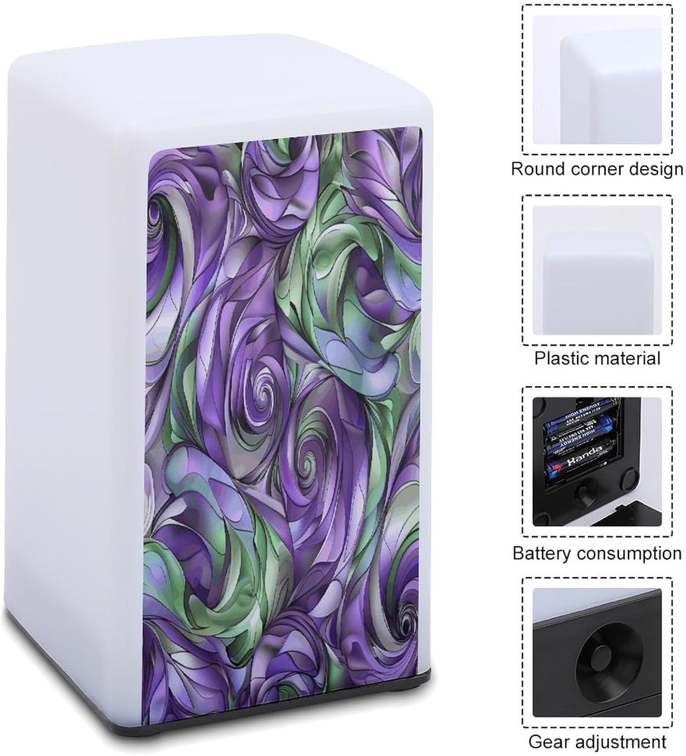 Cordless Night Light Battery Powered Dimmable Lamp for Reading Purple and Green Shades Small Desk Lamp for Bedroom Living Room Office