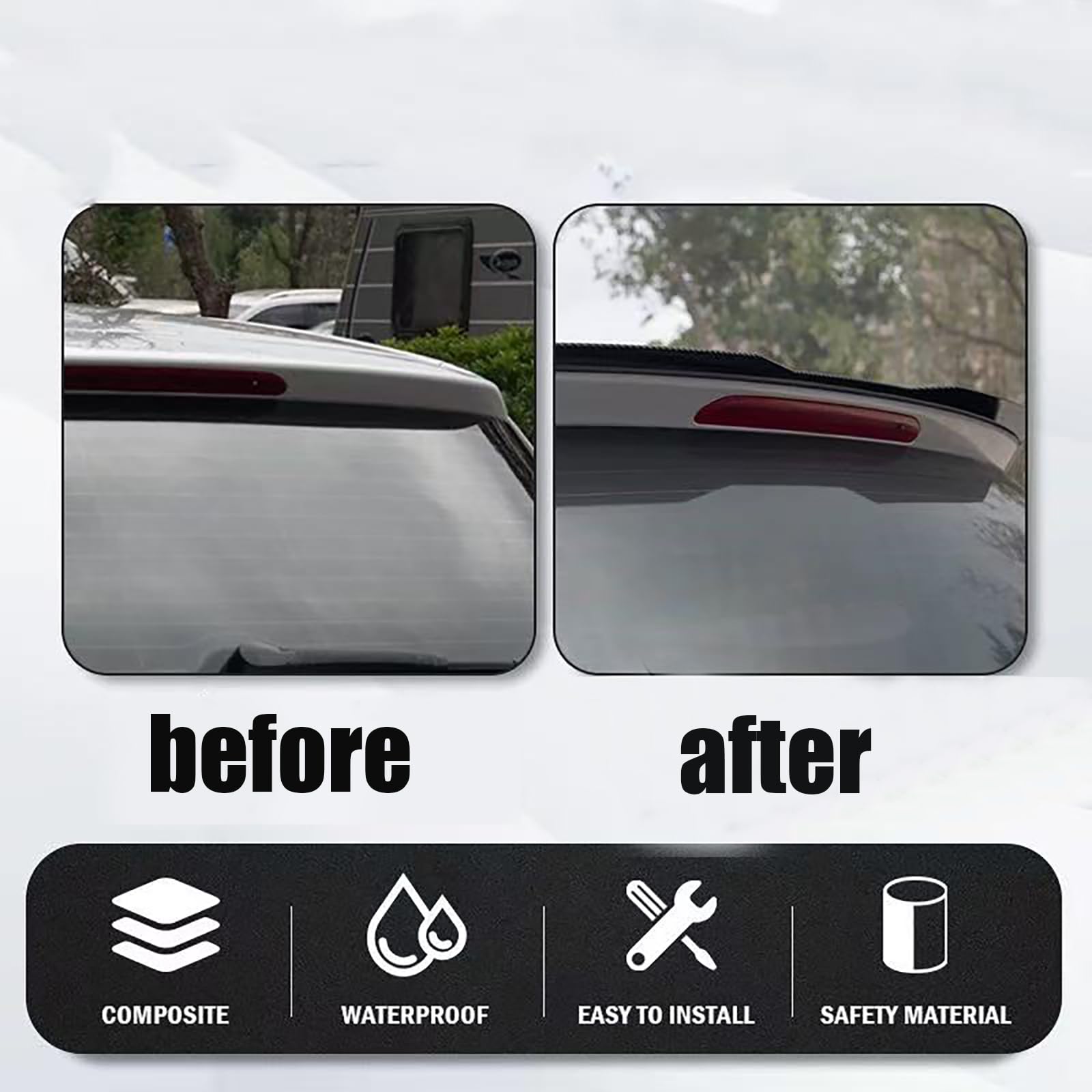 Auto ABS Spoiler Posteriori per Alfa Romeo Mito 2008 2009 2010 2011 2012 2013, Bagagliaio Alettone Posteriore Anticorrosione AntiGraffio Decorazione Accessori,Bright Black