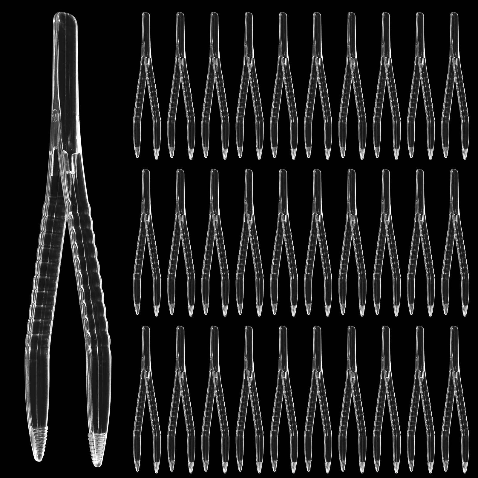 Pinzas para Garrapatas,50 Unidades Pinzas de Plástico, Pincetas de Plástico Estéril, 12.3 cm,Tick Forceps,para Manualidades, Vendas, Gasas, Laboratorio, Escuela, Ciencias Elementales