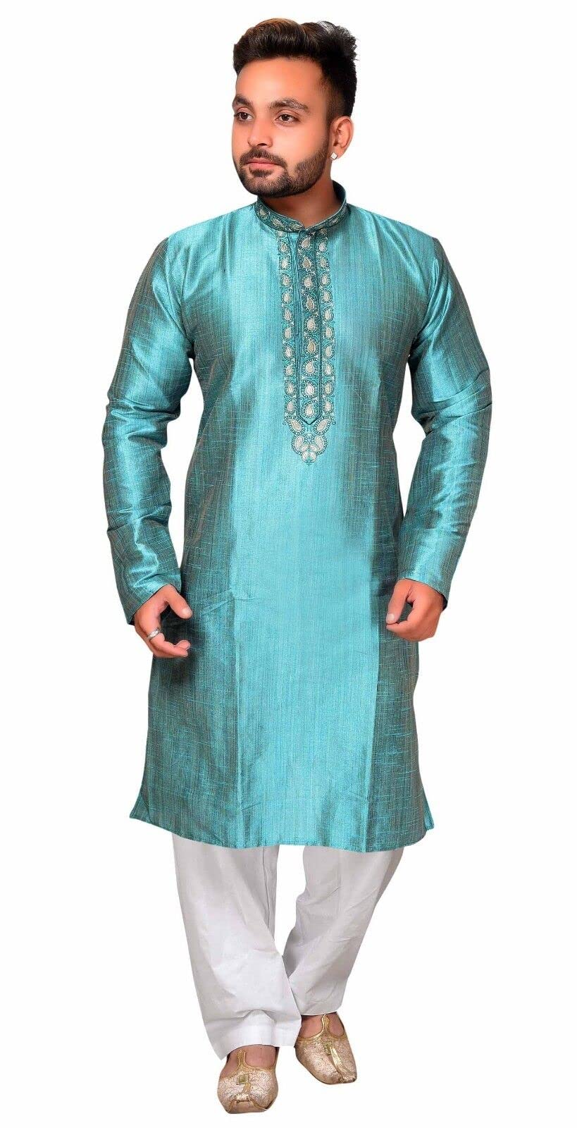 Desi Sarees Men's Sherwani Kurta Shalwar Kameez Apparel 1833 (38, Turquoise)