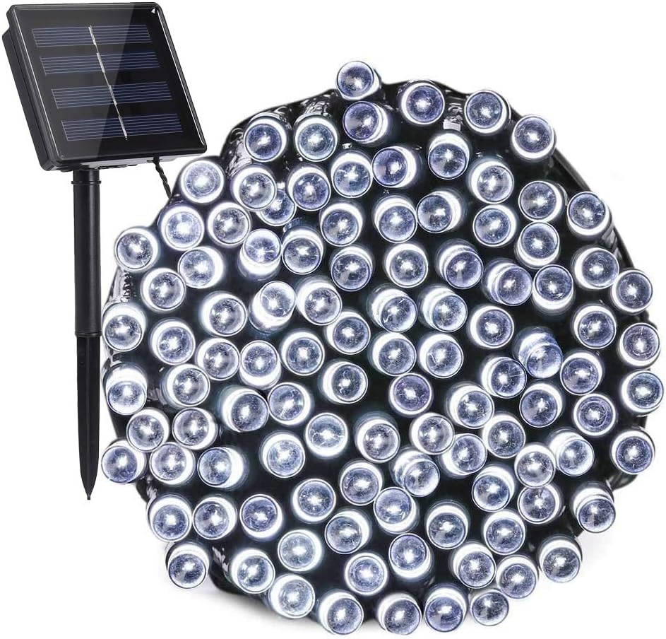 Toodour Solar Christmas Lights, 72ft 200 LED 8 Modes Outdoor Christmas String Lights, Waterproof Solar Fairy Lights for Christmas Tree, Fence, Holiday, Party, Balcony, Christmas Decor - White