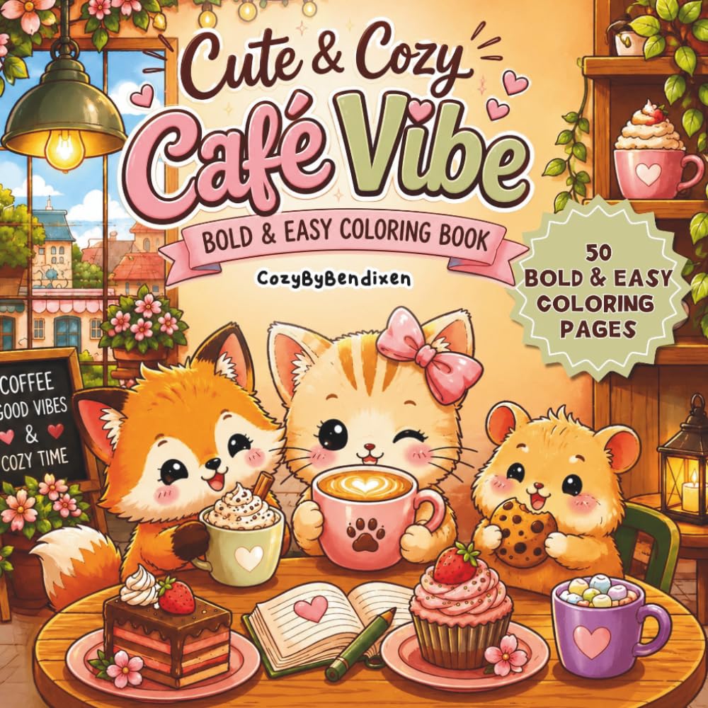 Cute & Cozy Café Vibes: bold and easy coloring book (Cute & Cozy Coloring Series)