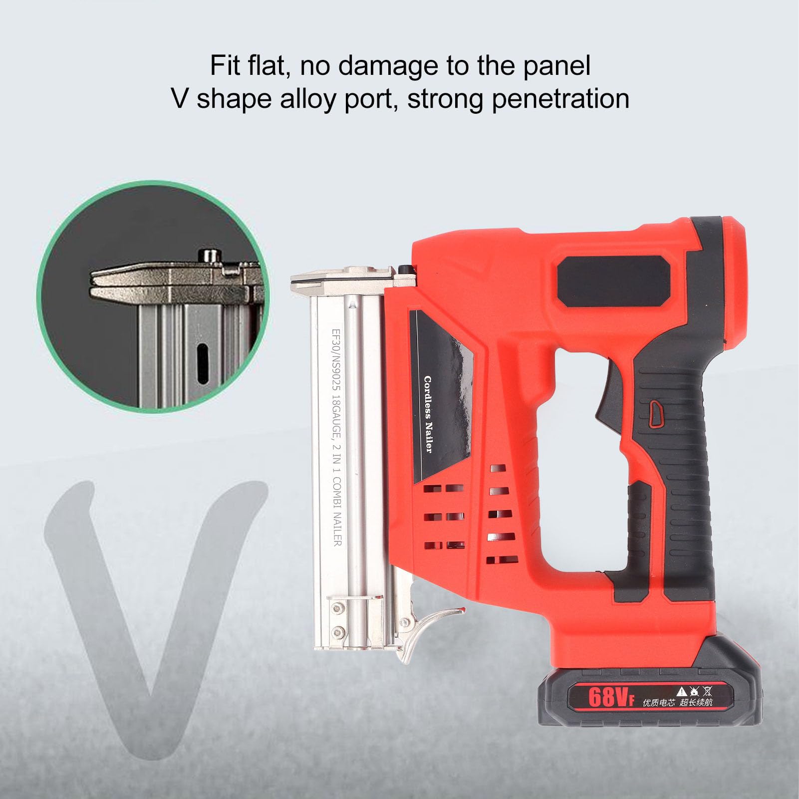 Cordless Brad Nailer, 2 Modes 18V 2Ah Lithium Battery Powered Cordless Nail Gun 100 Nails Capacity Handheld Electric Nail Stapler Support 18 Gauge Nail for Woodworking
