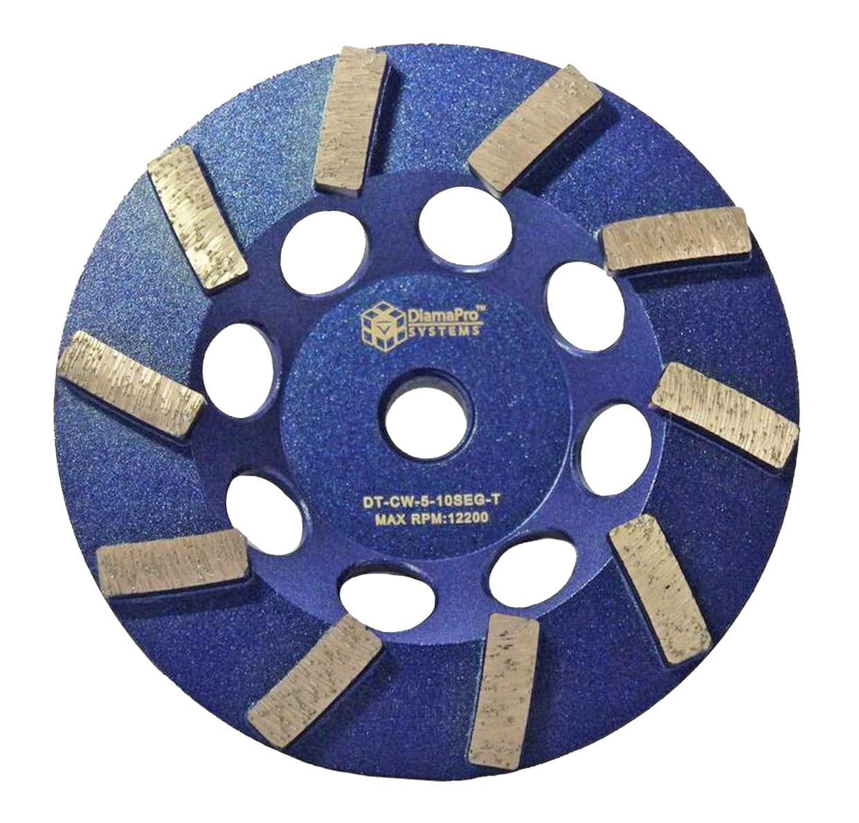 DT-CW-5-10SEG-T Threaded 5 Inch 10 Segment Turbo Concrete Grinding Cup Wheel for Grinding, Leveling, & Removing Glue/Coating