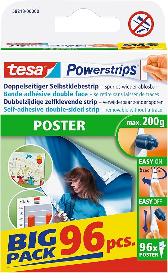 tesa Powerstrips POSTER DoubleSided Adhesive Strip for Posters