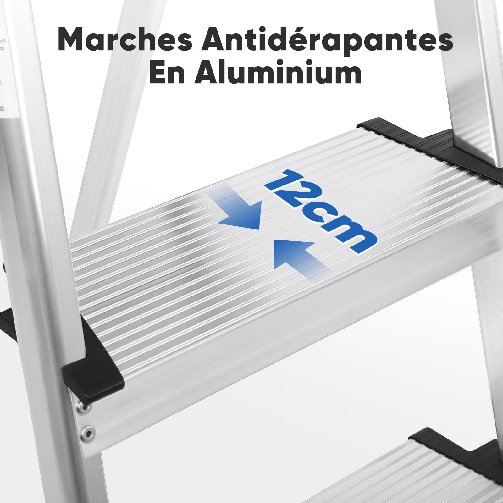 Sekey Escabeau 4 Marches Pliable en Aluminium (140 cm), Marchepied Escamotable avec Plateau à Outils, Antidérapant, Charge Jusqu’à 150 kg, Certifié TÜV EN131-2, Usage Domestique, Garage & Jardin