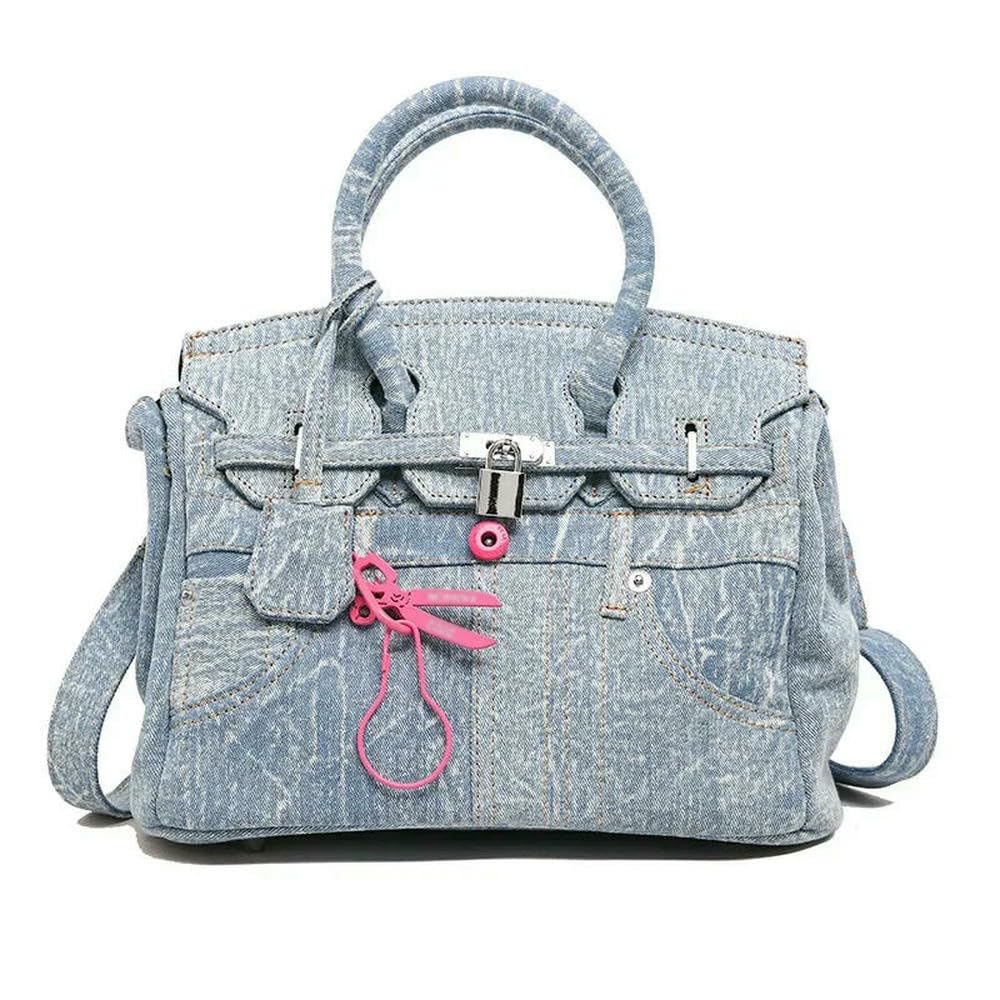 GLDFW - Borsa a tracolla da donna, in denim, spaziosa, ideale per gli amanti del pendolarismo