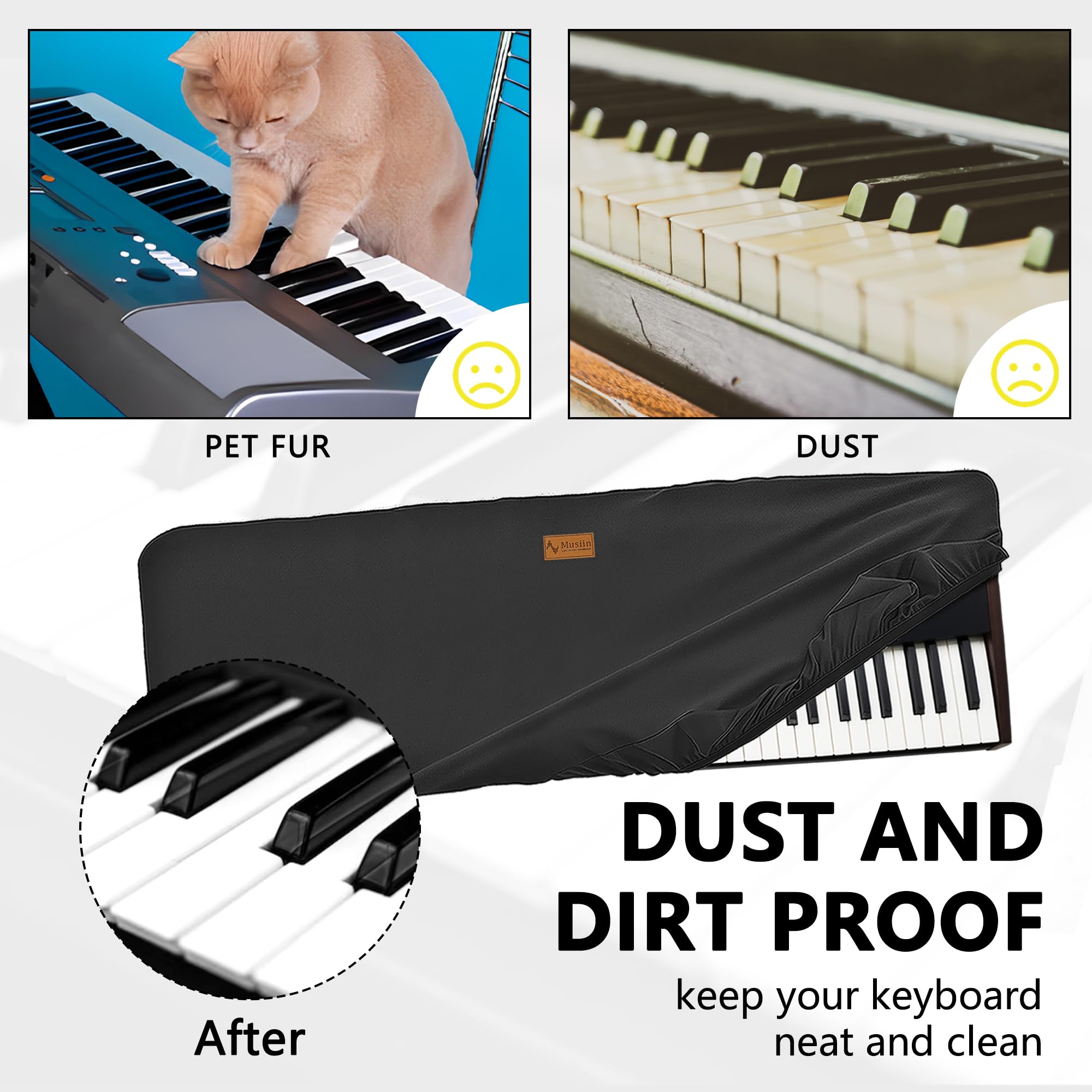Musiin Staubschutz für Klaviertastatur mit 76 Tasten, kompatibel mit Korg Pa5X 76, Pa4X Oriental 76, Roland V-Stage 76 Premium Chinlon, kratz- und staubdicht, Soft-Touch-Design