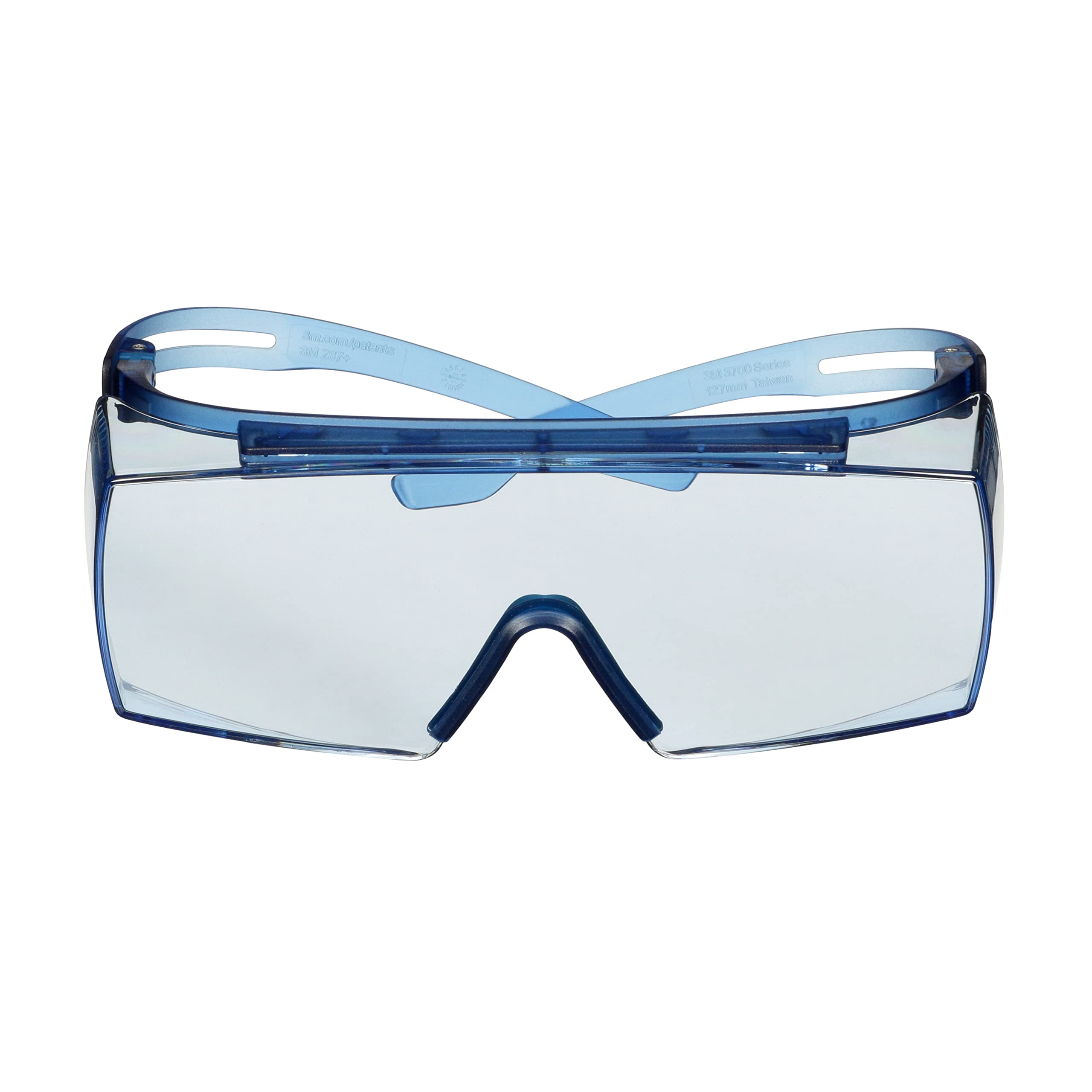 3M SecureFit 3700 Series, SF3704SGAF-BLU, Blue Temples, Scotchgard Anti-Fog Coating, Light Blue OTG AF-AS Lens