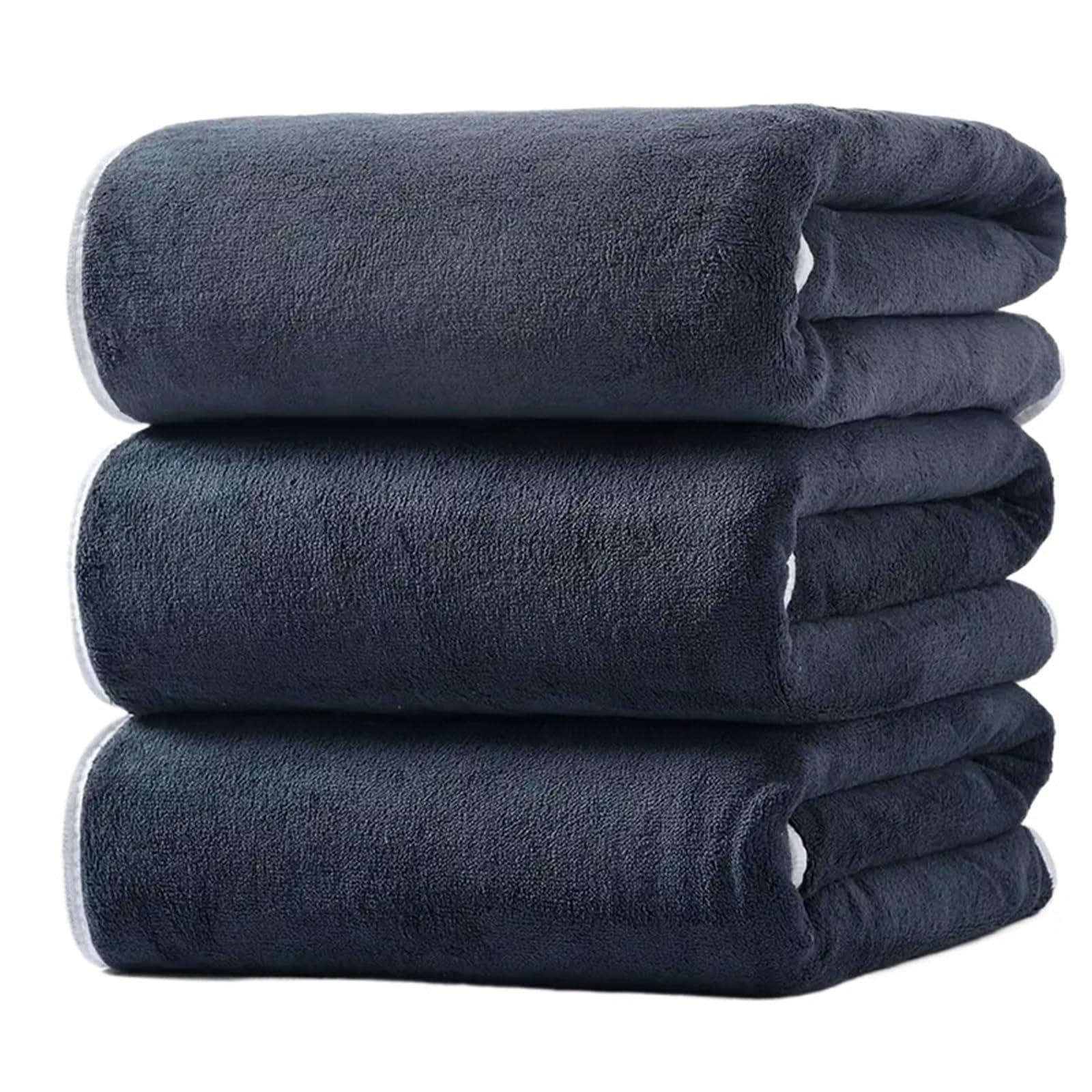 GMEqfhpOPS Large Coral Velvet Bath Towels 3 Pack (70x140cm) - Soft Ultra Absorbent Quick-Dry Towels for Adults, Grey/White/Black, Bathroom Towels Bath(3 black)