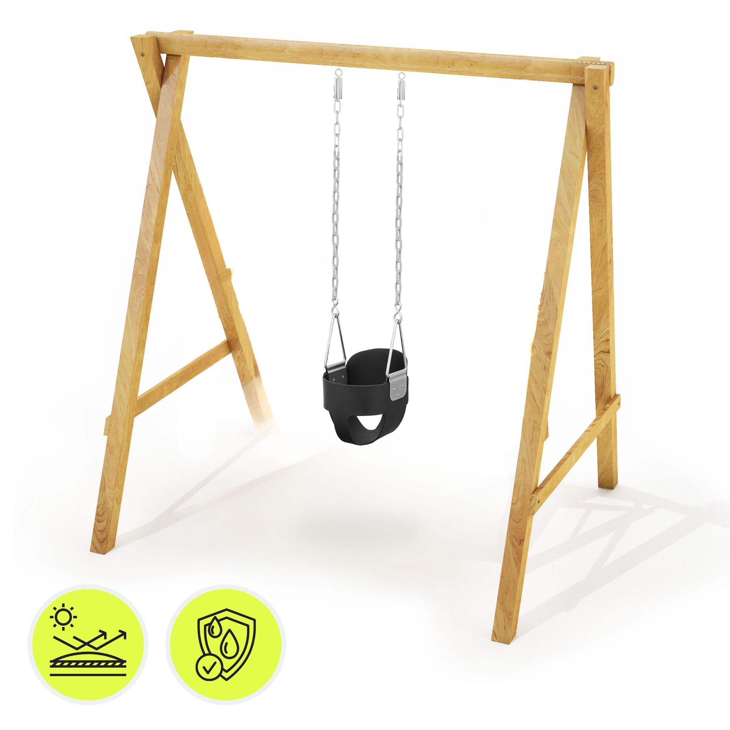 HyperMotion Altalena a catena per bambini piccoli con schienale alto, seduta in schiuma EVA, resistente agli agenti atmosferici, per giardino con moschettoni, 22 kg max