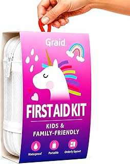 Graid Kids First Aid Kit 88 Pcs—Unicorn Waterproof Travel First Aid Kit for Toddlers, Children& Family | Compact Portable Mini Kit for Car, Camping, School, Backpack & Diaper Bag