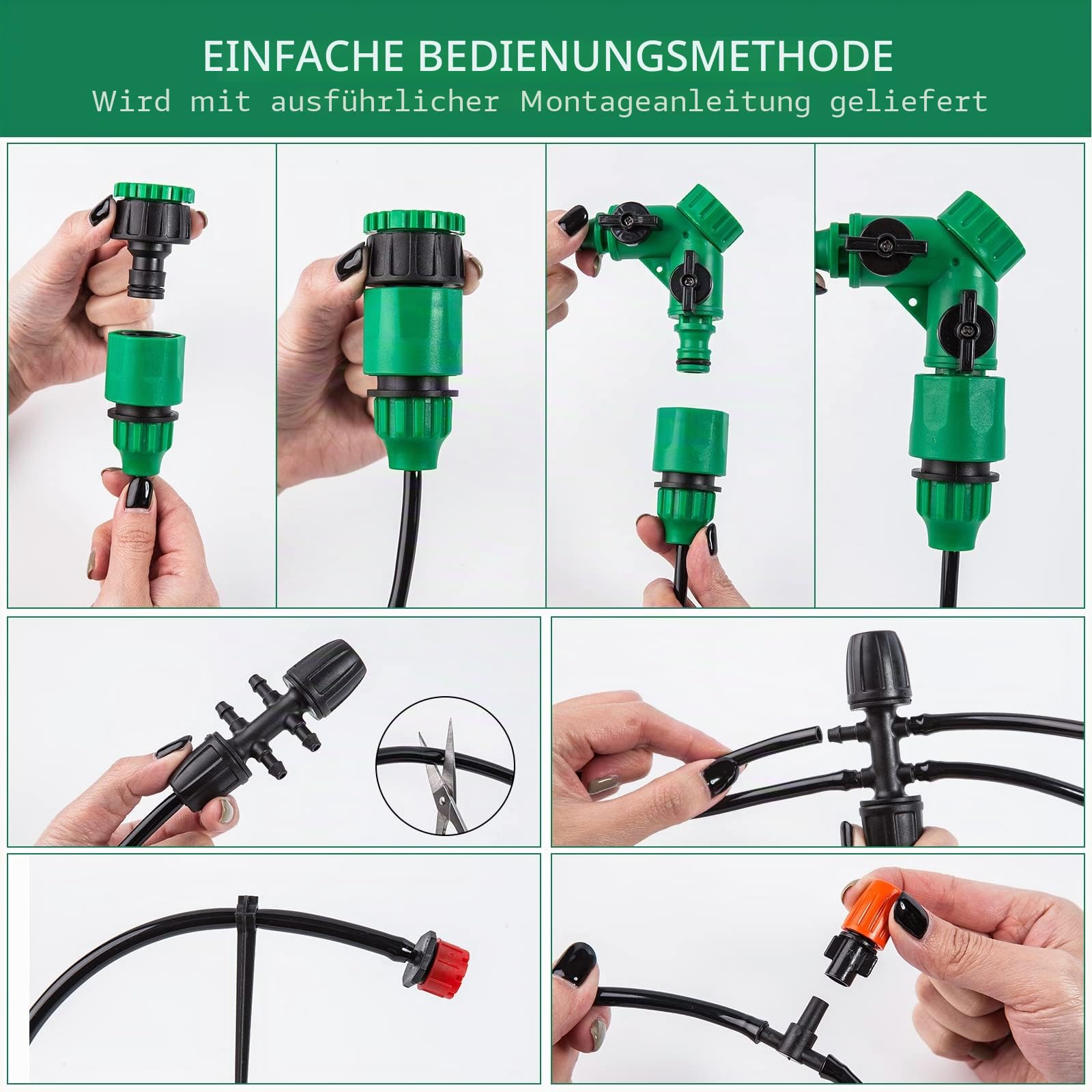 Garten BewässerungsSystem, 340Pcs Garten Bewässerung Kit,55M+15M Bewässerungsrohre,Automatik Tröpfchenbewässerung Gartenbewässerung Misting Kühlsystem für Landschaft,Flower Bed und Terrasse Pflanzen