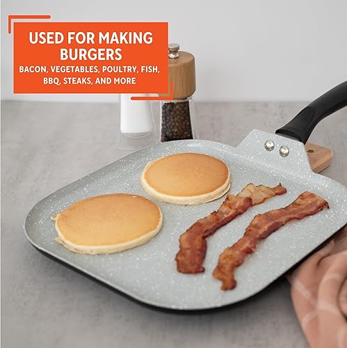 Miniatura 5 de IMUSA - Plancha antiadherente de cerámica prémium de 10.5 pulgadas con mango Cool Touch, color negro mate