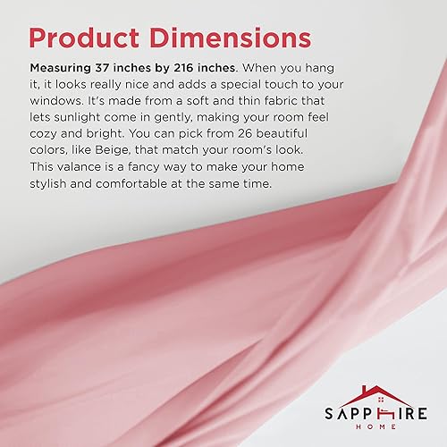 Miniatura 7 de Sapphire Home - 1 Cenefa de gasa translúcida, color liso, para decoración del hogar