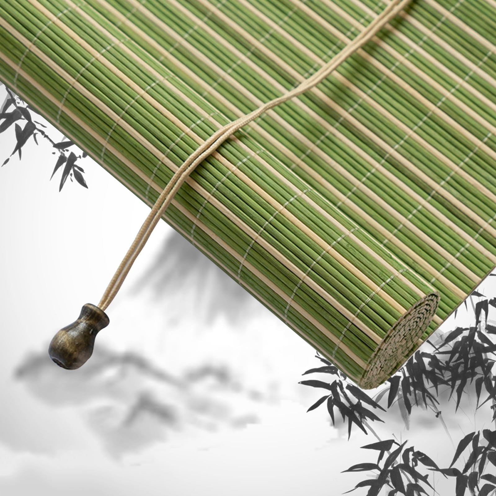 Tende da esterno in bambù per portico Tende a pacchetto naturali per finestre porte e patioTende parasole verdi per decorazione balcone (90 x 160 cm)