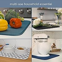 Vista 7 de S&T INC. Tapete de microfibra para secado de platos, reversible y absorbente para cocina, de 16 x 18 pulgadas, color negro