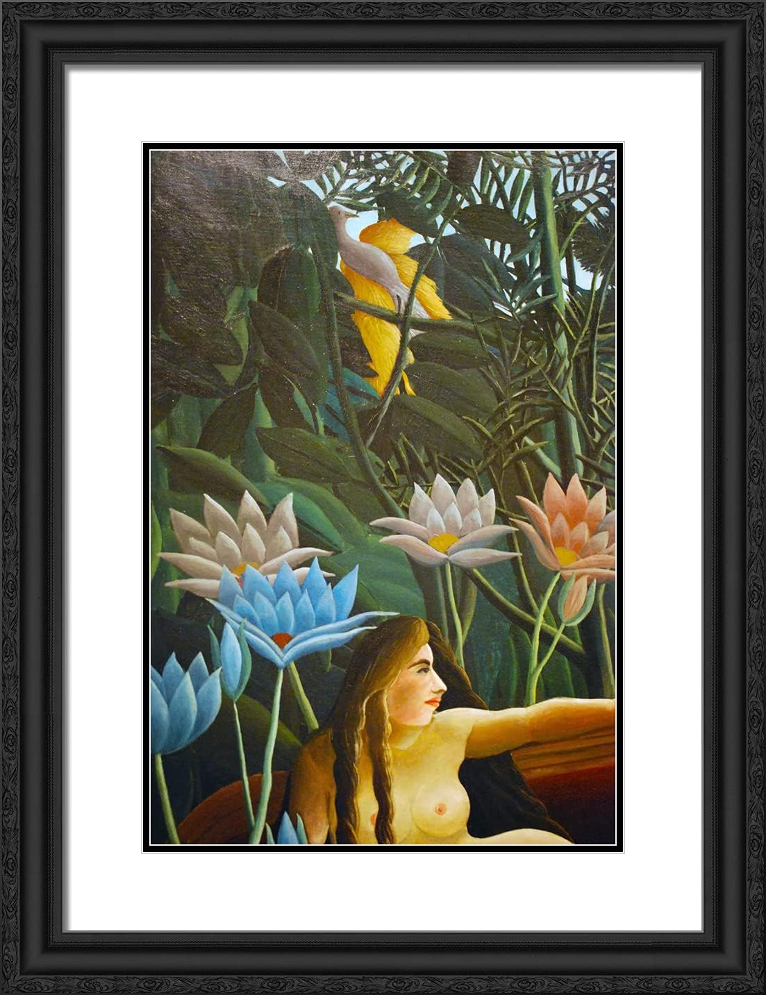 ArtDirect Rousseau, Henri 19x24 Black Ornate Framed Art Print with Double Matting Titled: The Dream, Detail lll