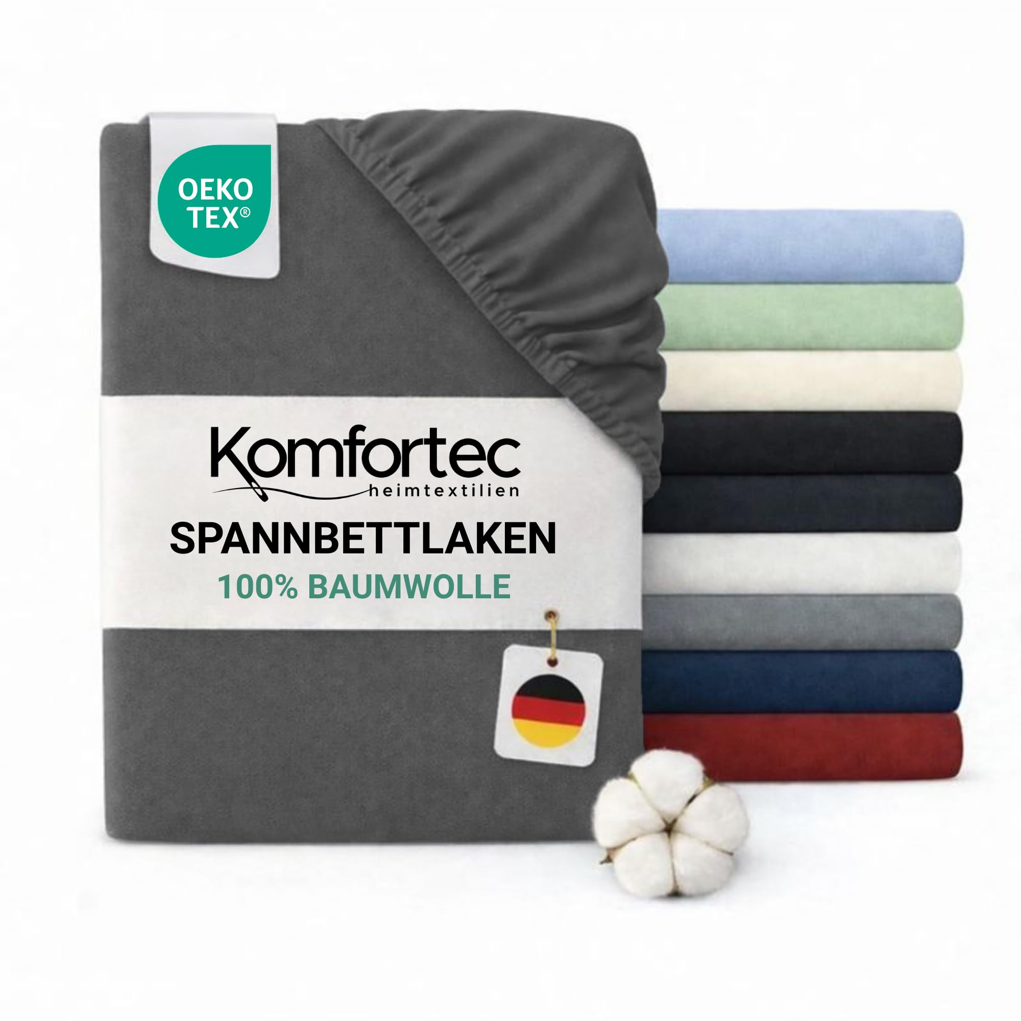 Komfortec Jersey Spannbettlaken, 100% Baumwolle