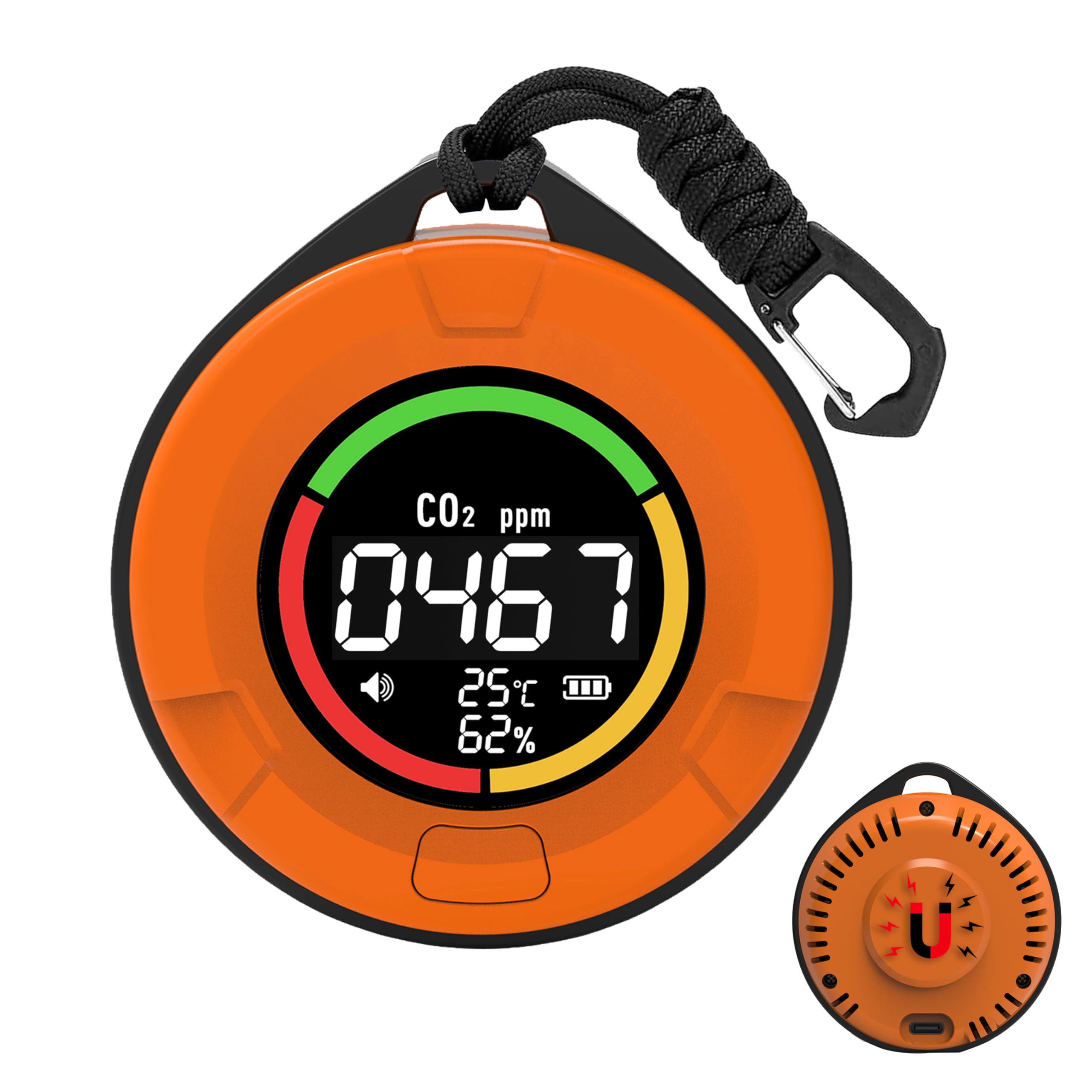 Protmex 4 in 1 Portable Air Quality Monitor, CO CO₂ & Multi-Gas Detector, Temperature Humidity Sensor with Magnetic Suction for Outdoor Camping Travel