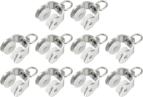 Miniatura 6 de METALLIXITY Rodillos de riel de cortina (0.413in0.41 pulgadas), 20 unidades, portadores de plástico con ruedas dobles para cortina deslizante, para