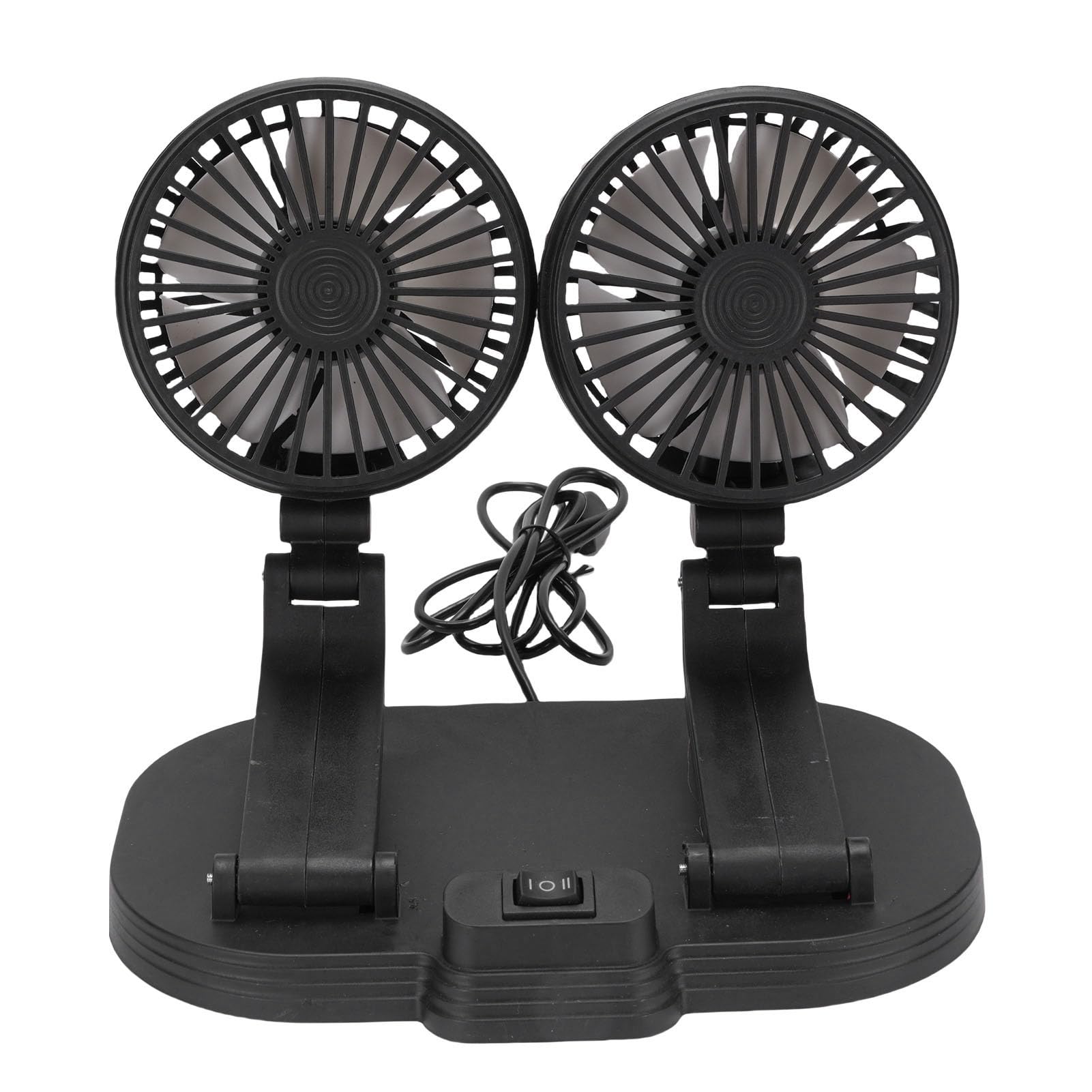 Asixxsix Autoventilator DC 5V Dual Head Desk Kühllüfter 2 Geschwindigkeitswind 360 Rotation USB-Antrieb für Auto Dashboard Limousinen SUV RV Boat Truck Home Office (BLACK)