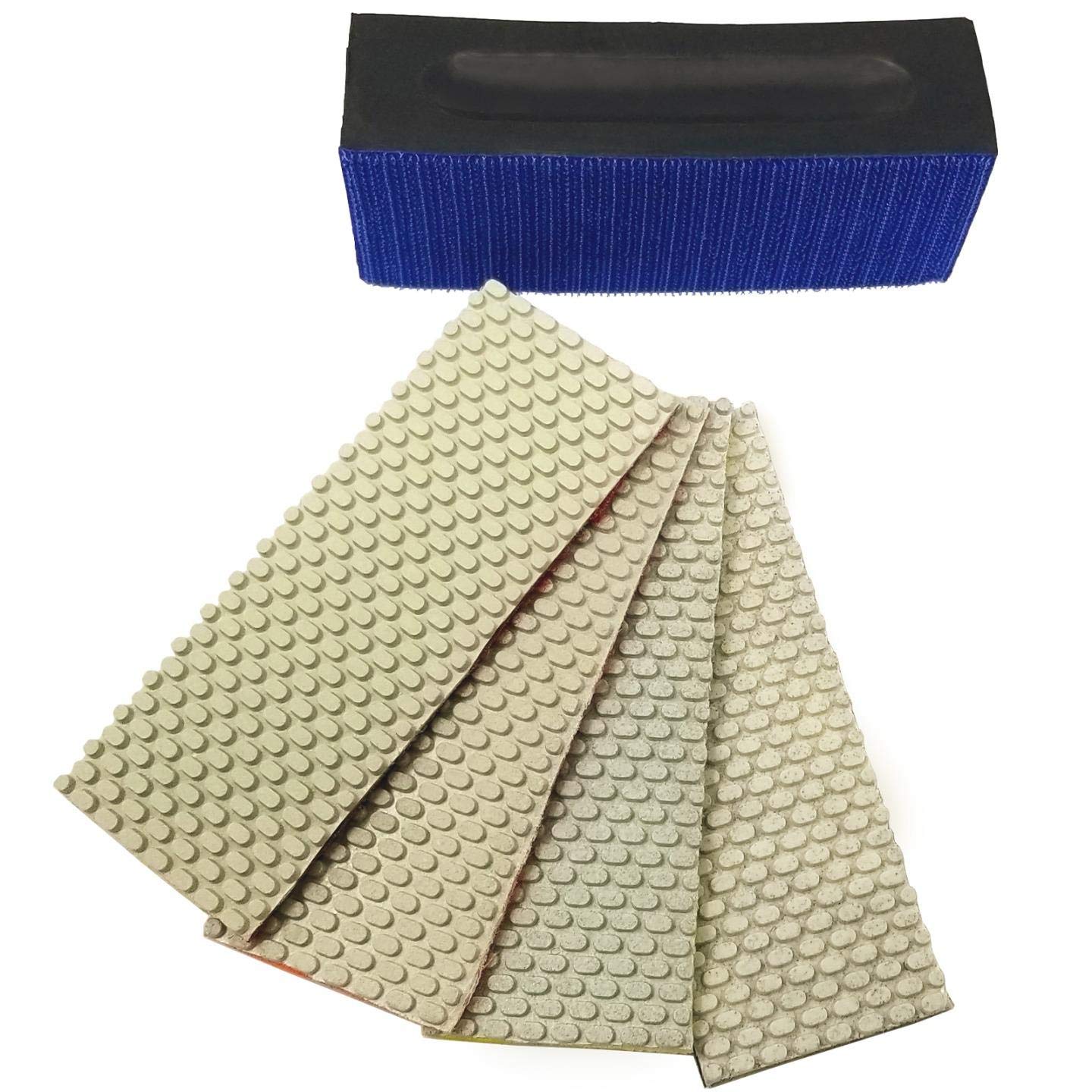 Stadea HPW111H Diamond Hand Polishing Pads Flexible for Concrete Glass Marble Stone Polishing, 4 Pads 1 Backing Pad Set