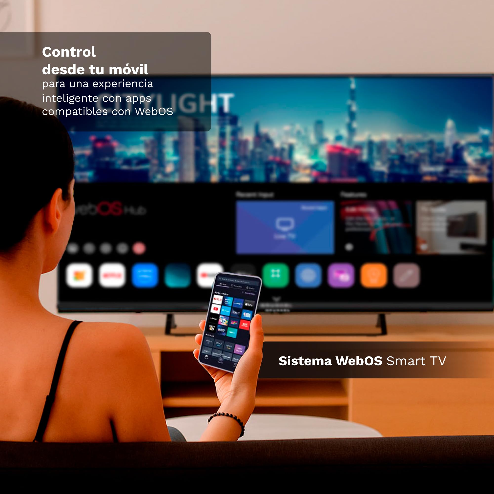 Grunkel QLED-5026WBS Smart TV QLED 50” 4K UHD | webOS | TDT T3 + Satélite S3 | WiFi | USB Grabador PVR | 4 HDMI | 3 USB | Sonido 20W