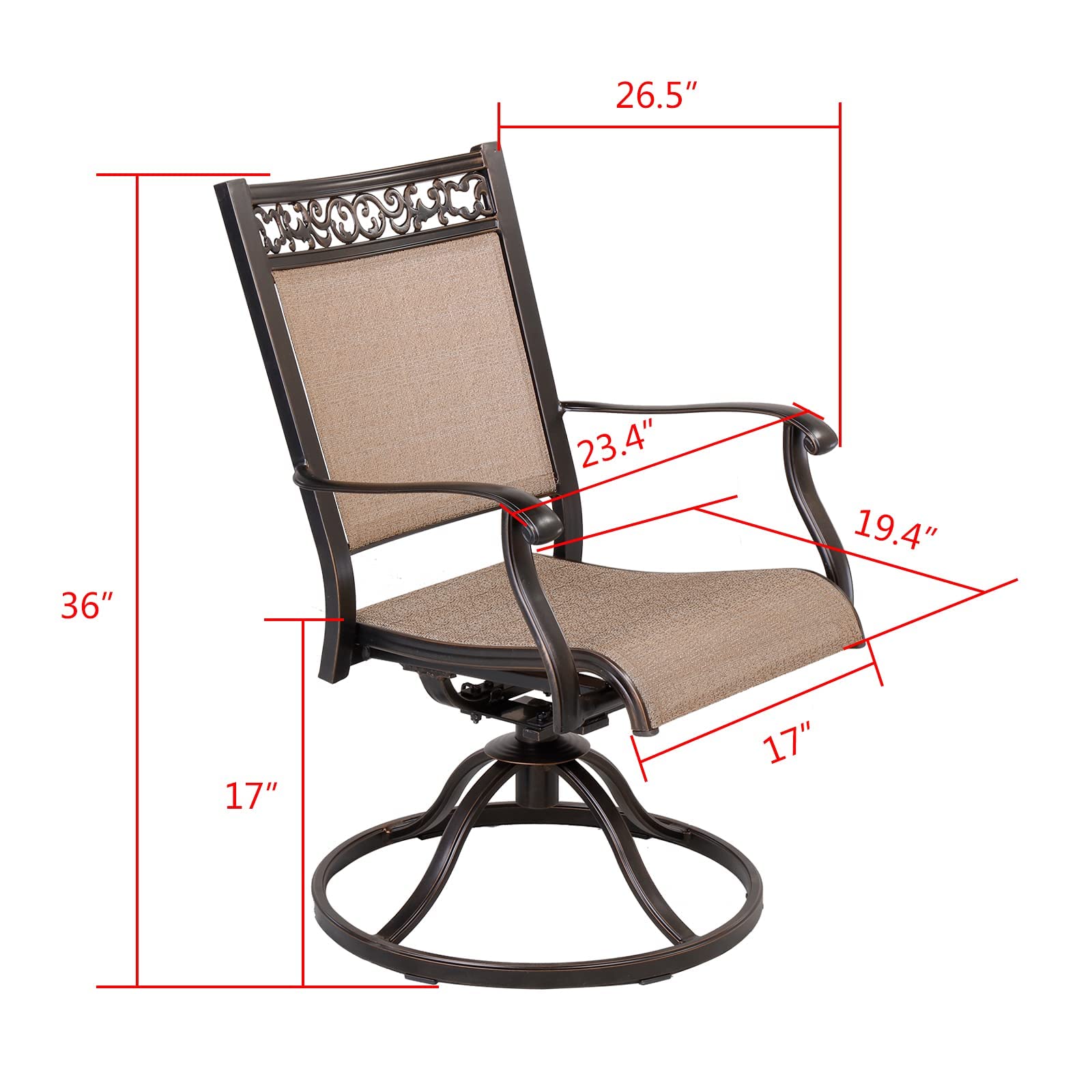 Buy Patio Sling Dining Chairs Set of 2, Outdoor Furniture Swivel Rocker Chairs with AllWeather