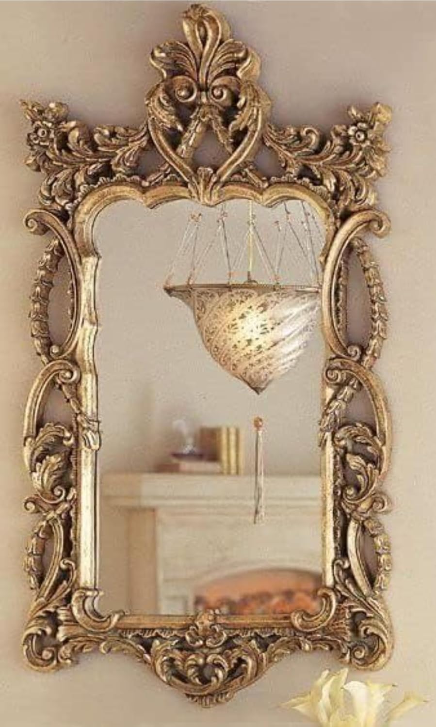 DENCOITRY Ornate Baroque Wall Mirror, Vintage Gold Frame, Decorative Victorian Style || 36x20 inches ||-image-44