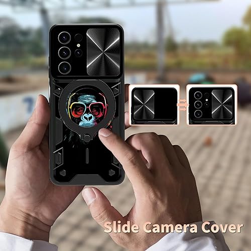 Miniatura 4 de Funda para Samsung Galaxy S23 Ultra Kickstand con protector de pantalla, cubierta deslizante para cámara integrada con soporte de anillo giratorio