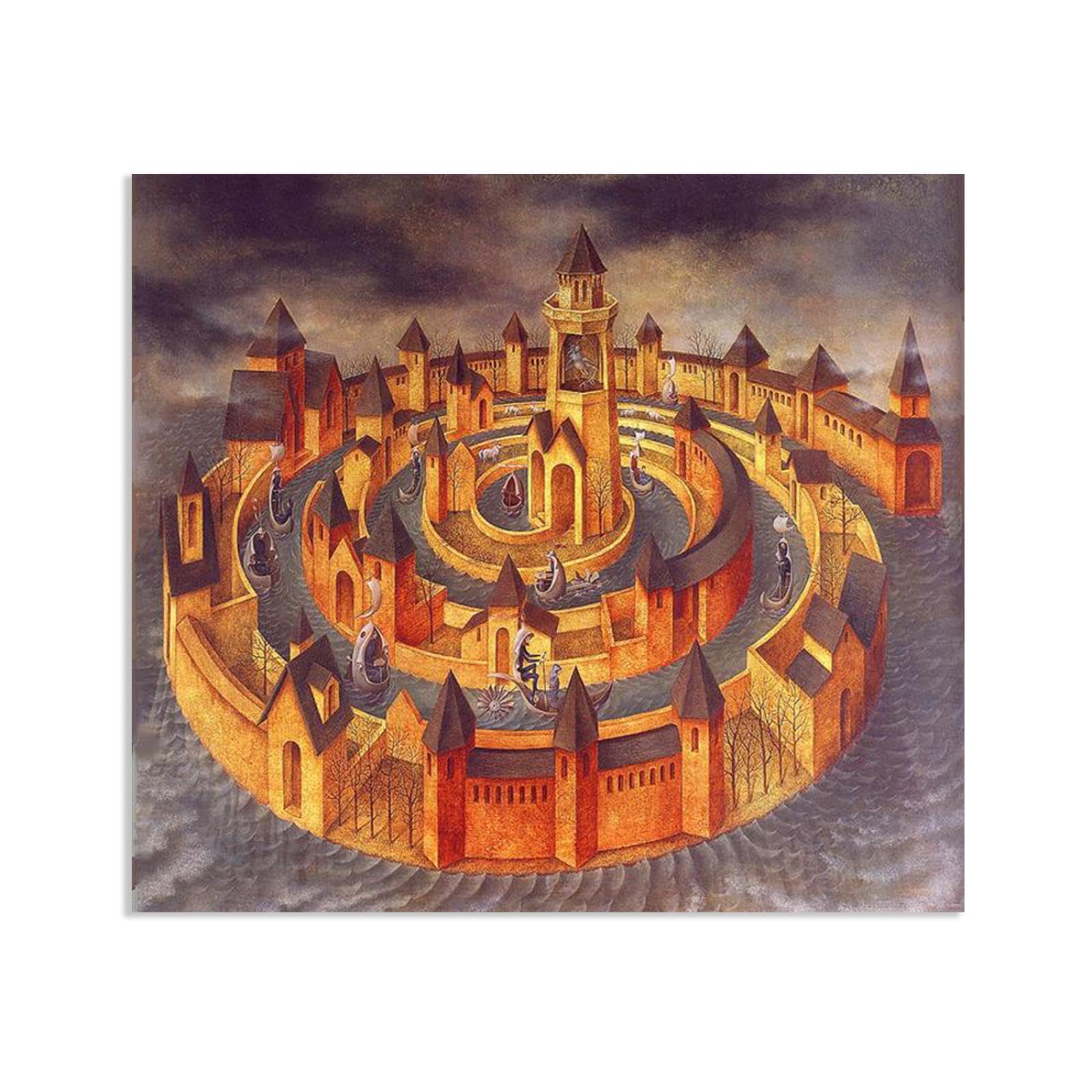 MYCGGDGH Remedios Varo Canvas Wall Art Reproductions of Famous Paintings Trasitoen Espiral Remedios Varo Wall Decor for Living Room Bedroom Home Decor90x70cm(36x28in) Frameless