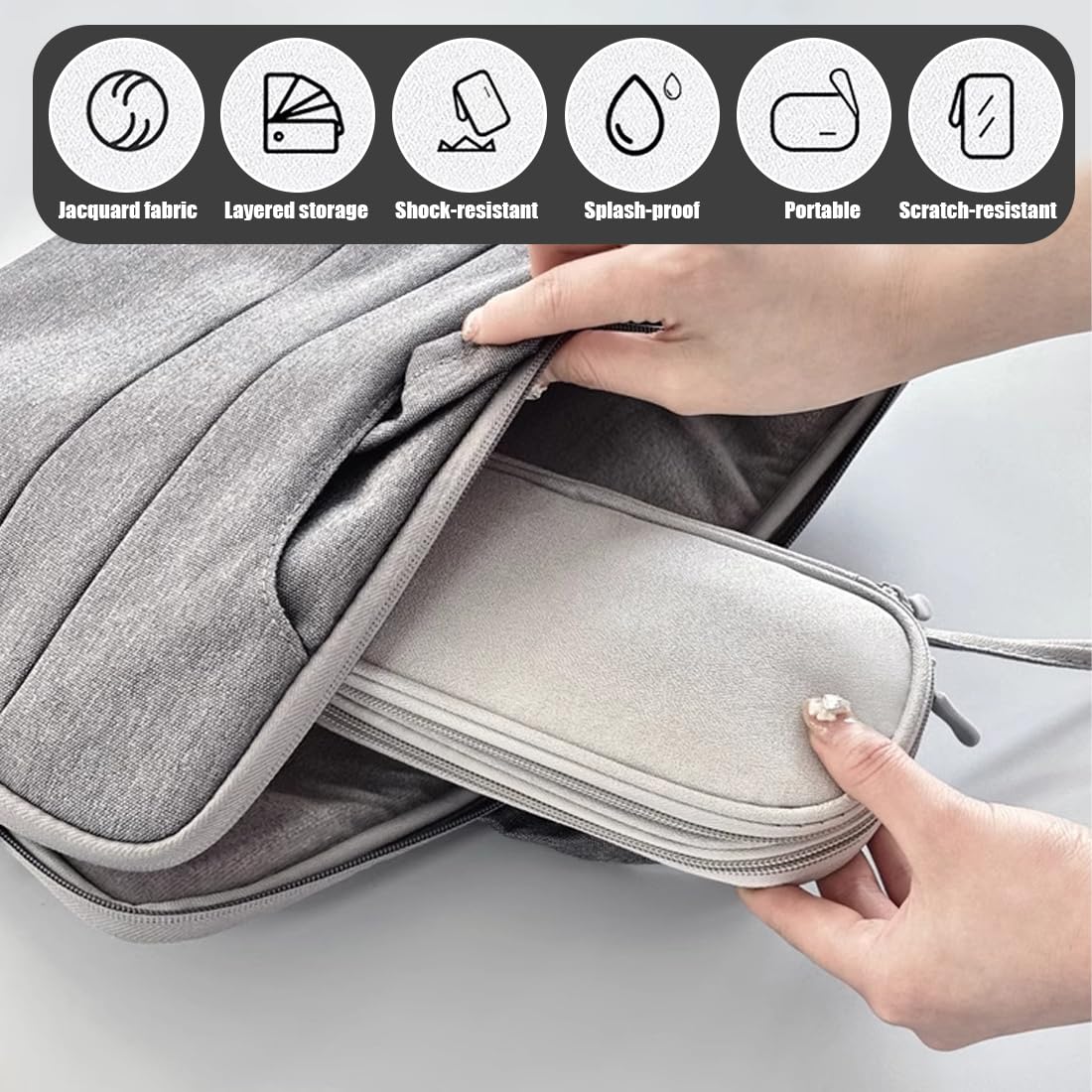 Custodia per Hard Disk, Custodia Hard Disk Esterno, Antiurto Rigida Cover Case, Borsa SSD HDD, Compatibile con SSD HDD, Cavi, Schede SD, Chiavetta USB, Power Bank, Grigio
