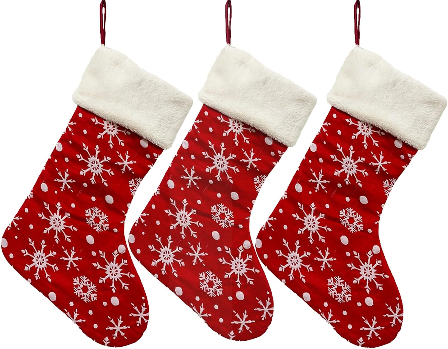 Medias de Navidad,Calcetín de Navidad,Calcetines de Árbol de Navidad,3pcs Christmas Stockings Chimenea Decoración Adorno de Navidad Bolsa de Dulces para Llenar y Colgar(Rojo 3pcs)