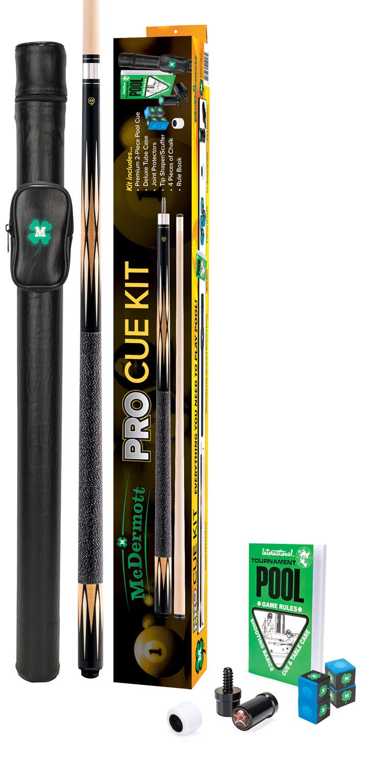 Great Value Billiards Cues McDermott Pro Kit Billiard Cue with Case Chalk Tip Shaper Joint Protectors KIT2