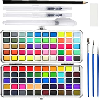 Watercolor Paint Set, Watercolor Paints, 100 Vivid Colors, Portable Travel Watercolor Painting Set with Water Brush Pens and Drawing Pencil, Perfect Watercolor Set for Kids, Adults and Art Supplies