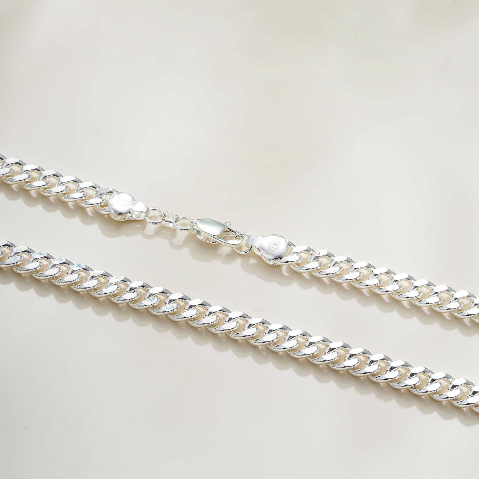 Cuban Link Chains for Men, 925 Sterling Silver Over 3.5mm/7mm Cuban Chain Diamond Cut Silver Necklace Chains Gifts for Men Father Boyfriends