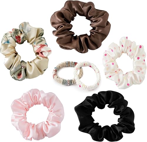 19Momme Silk Scrunchie Thick Hair Ties for Curly Hair, No Slip Hair Bands for Wo