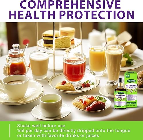 Miniatura 6 de Grado farmacéutico azul de metileno  Solución USP 1% con electrolitos  Apoyo a la salud cerebral y cognitiva  Sin formaldehído, 2 oz (2.0 fl oz)