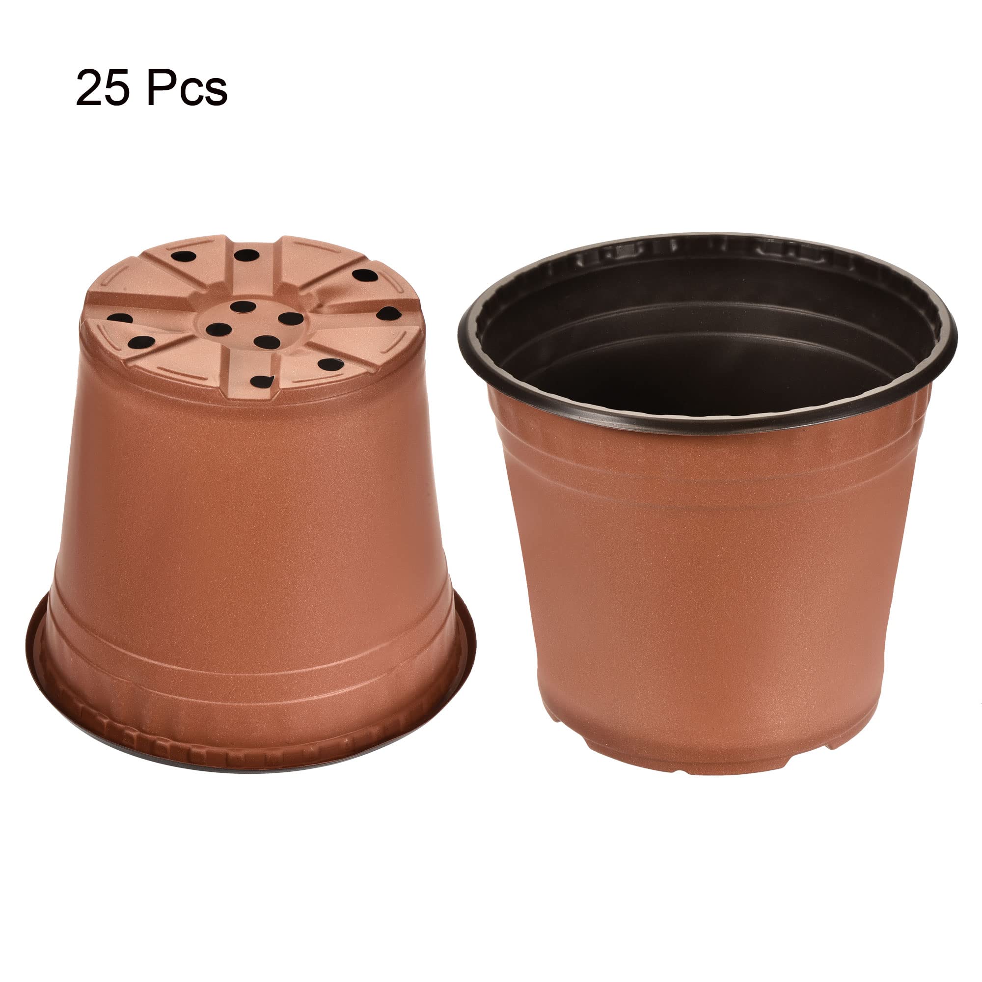 sourcing map 8 Pulgadas Plástico Planta Vivero Macetas 25 Paquete Flores Inicio Maceta Contenedor para Interior Exterior, Rojo