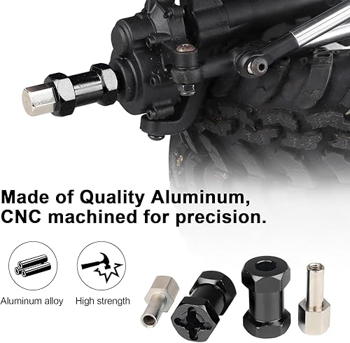 Miniatura 2 de Hobbypark - Paquete de 4 cubos de transmisión hexagonal de rueda de 0.472 in, acoplador combinador de aluminio, extensión de desplazamiento de 0.787