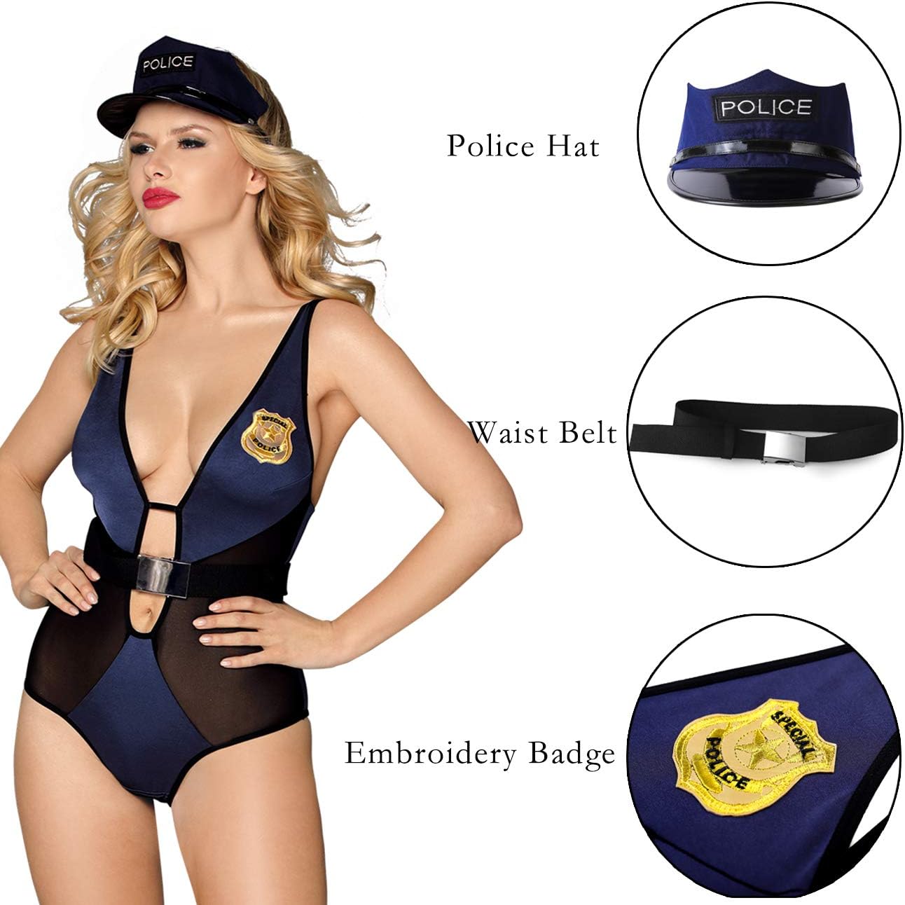 XSPICE Police Lingerie Dirty Cop Officer Costume Teddy Bodysuit Cosplay Outfits