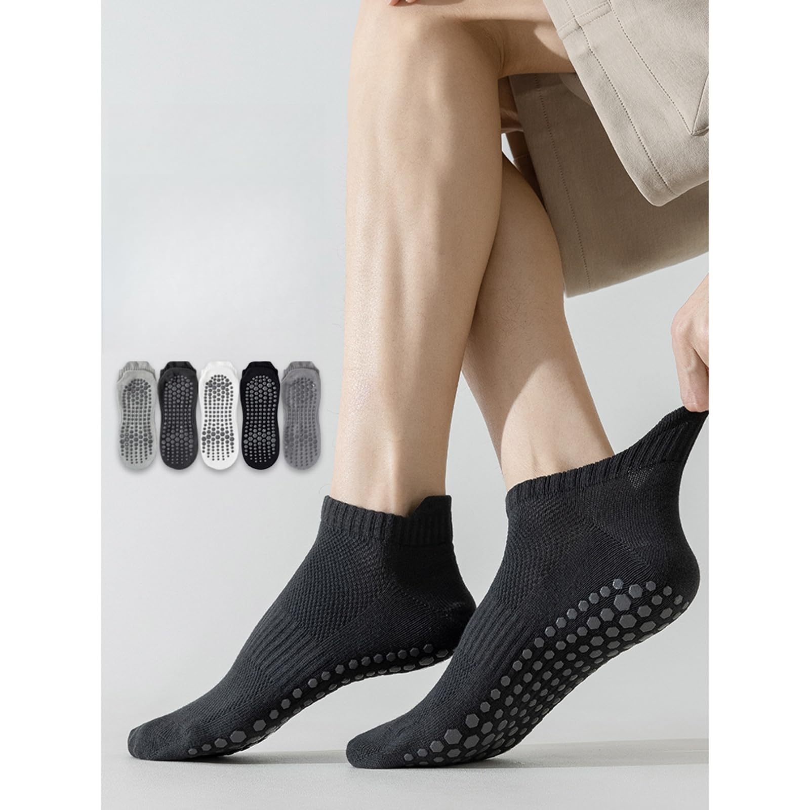 svlftecon Unisex Yoga Pilates Socks with Grips Non Slip for Summer Ankle Socks Series 13