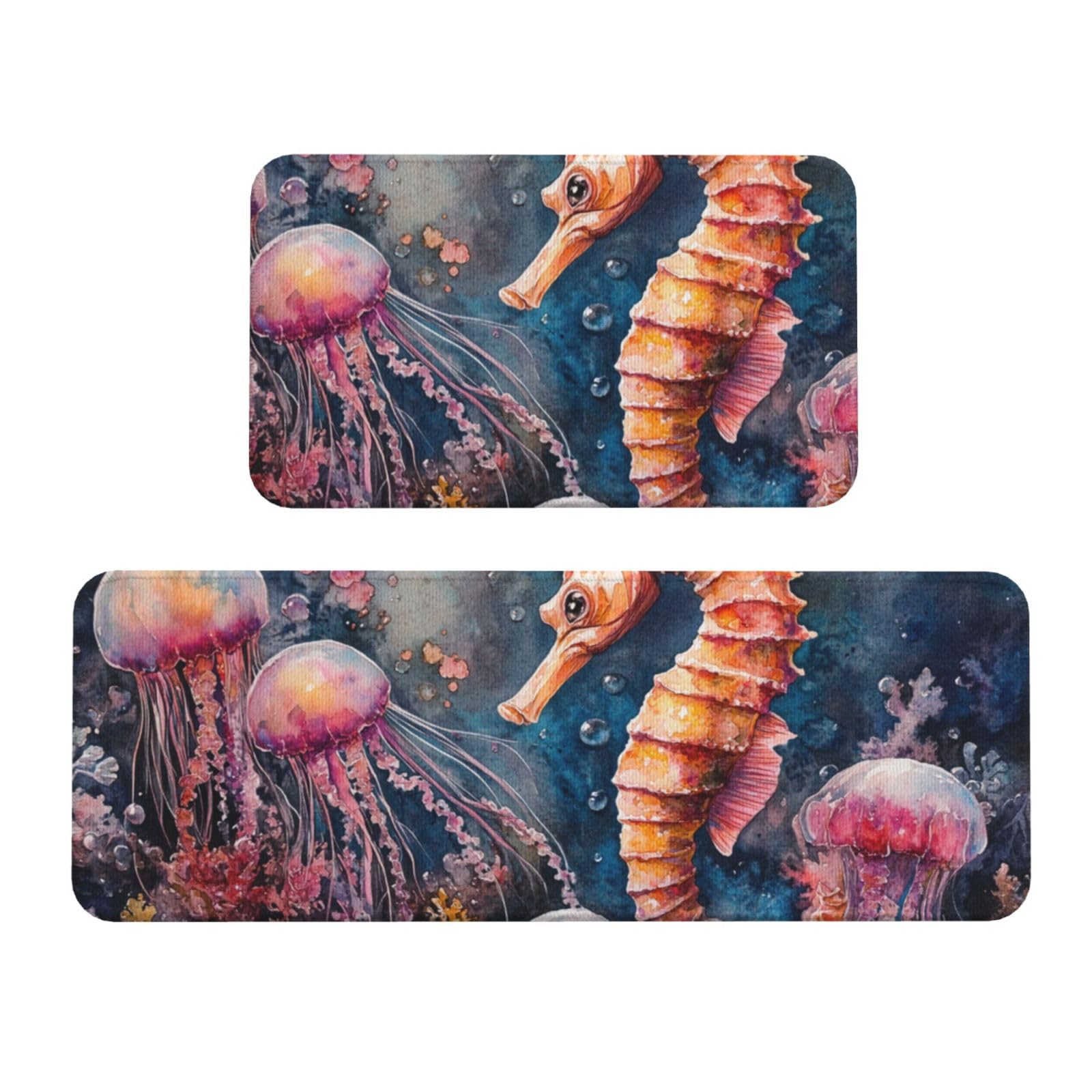 Tapetes de cocina acolchados de alta comodidad con elegante diseño de medusas