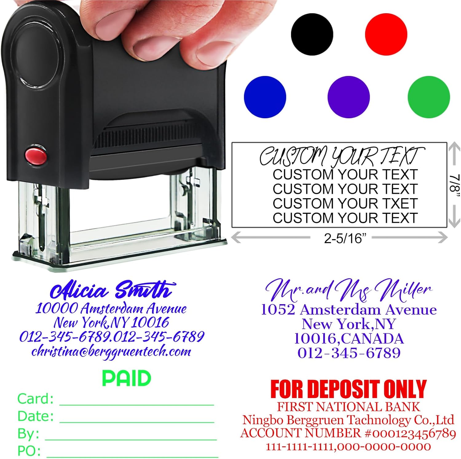 Bertiveny Custom Office Stamps Self Inking Personalized