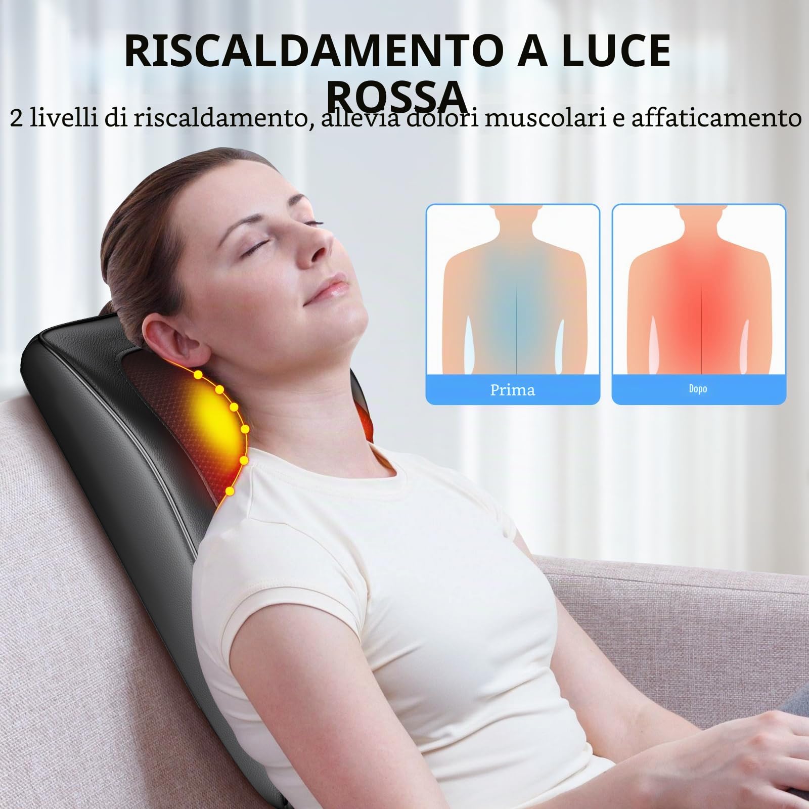 Massaggiatore Cervicale con Calore,3D Massaggiatore Schiena e Collo con 3 Velocità Regolabili e 3 Modalità Cuscino Massaggiante per Rilassarsi a Casa,Auto e Ufficio