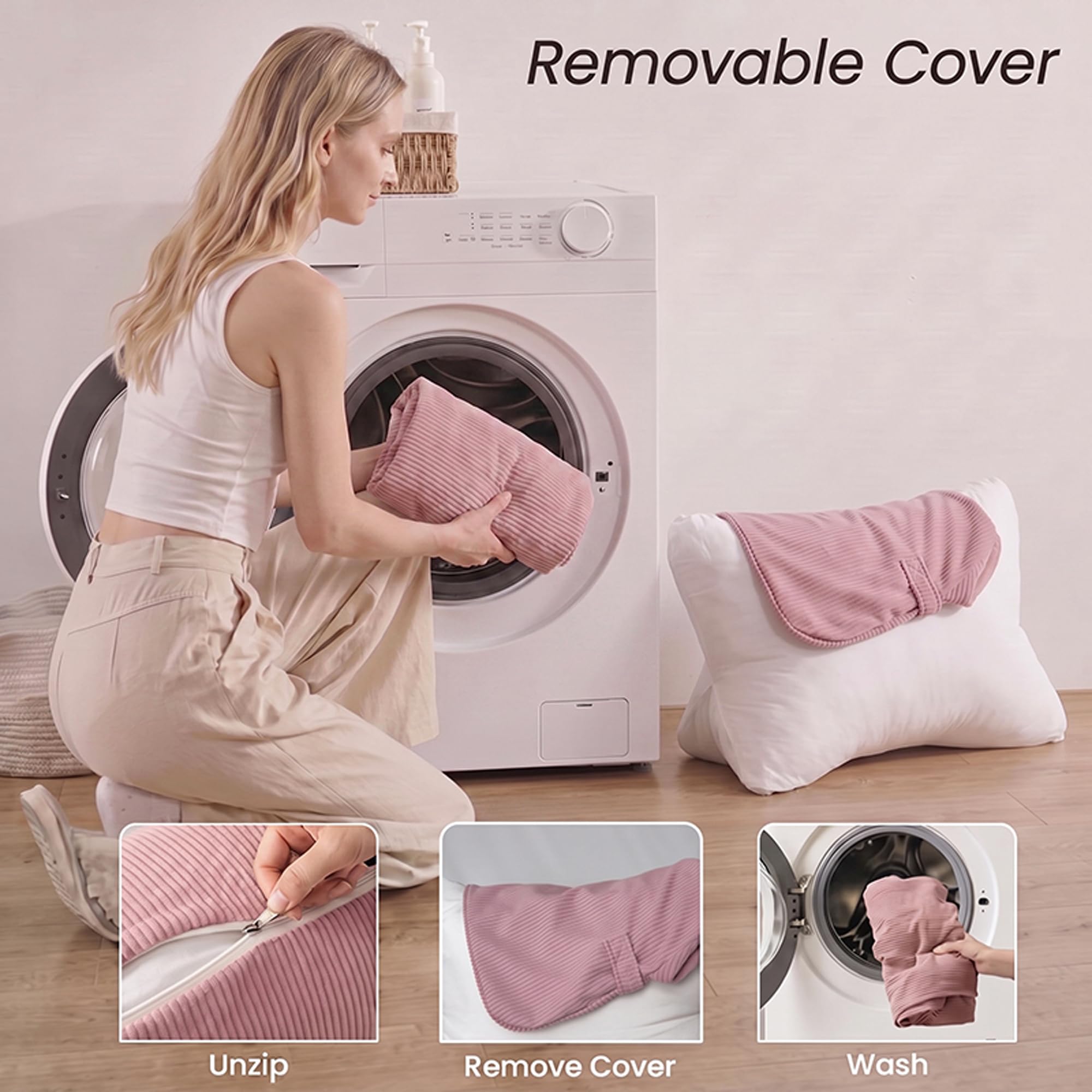 LIANSHANGNI Reading Pillows for Bed,Lumbar Support Back Pillow for Couch, Pink, Standard - Image 7