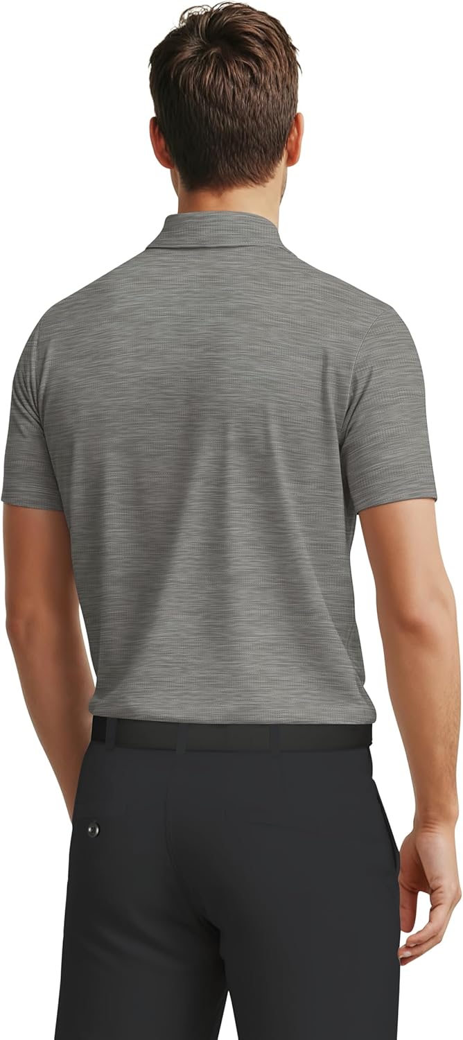 PGA Tour Men’s Airflux Jaspe Cotton Short Sleeve Golf Performance Polo Shirt for Men, Moisture-Wicking - Image 2