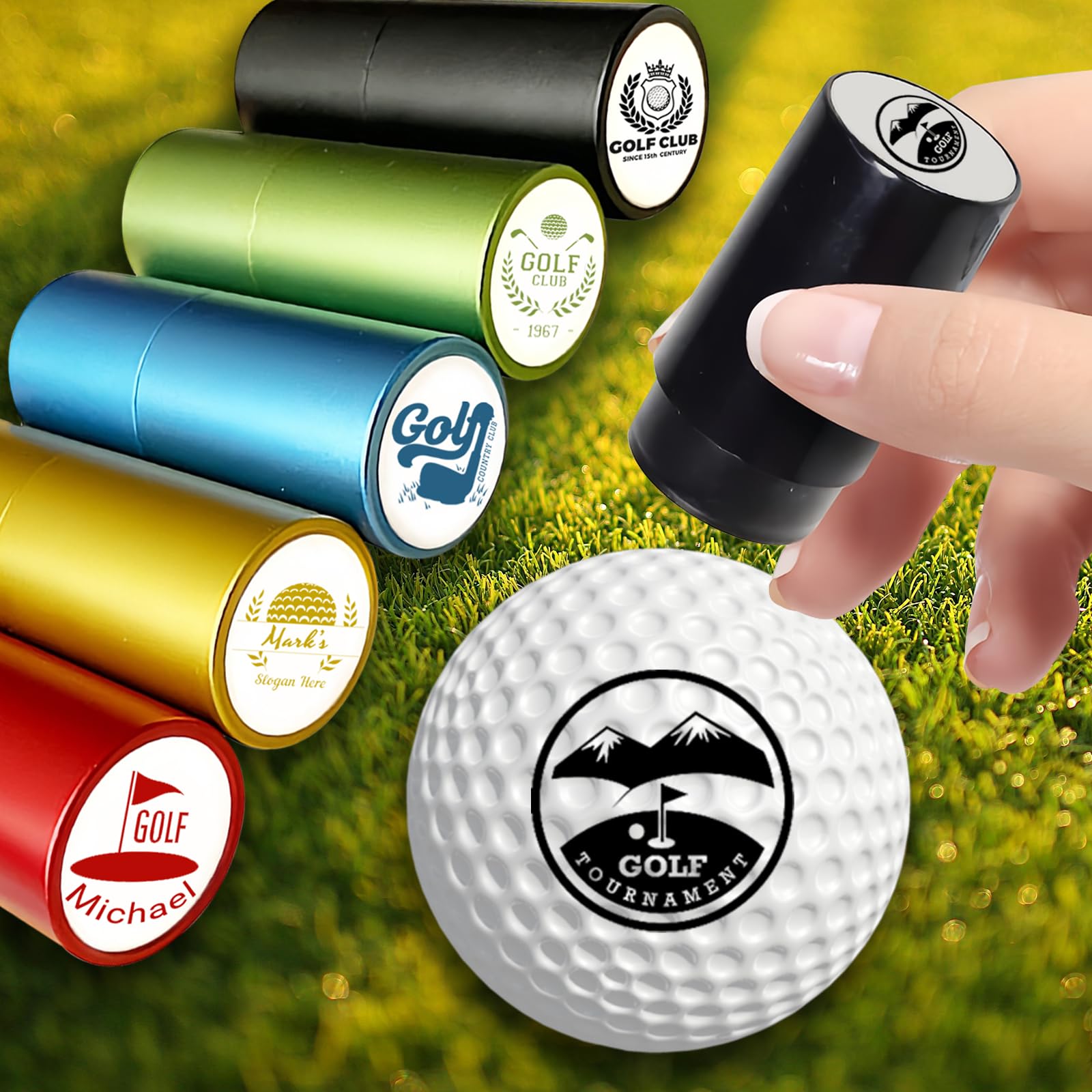 Timbro personalizzato per palline da golf, autoinchiostrante, impermeabile, marcatore da golf con monogramma | Design con logo personalizzato, alluminio resistente, inchiostro ricaricabile, regalo per